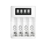 EBL Akku Ladegerät für AA AAA wiederaufladbare Batterien, tragbares LCD...