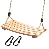 Holzschaukel Outdoor für Erwachsene Kinder, Schaukelsitz Holz mit Verstellbarem...