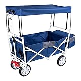 Faltbarer Handwagen mit abnehmbarem Dach & Teleskopgriff, 2 Netztaschen &...