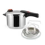 Amazon Basics Schnellkochtopf aus Edelstahl - mit Dampfgarer, induktionsgeeignet...