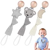 Vicloon Schnullerkette Baumwolle,3 Stück Schnullerkette Baby for Mädchen und...