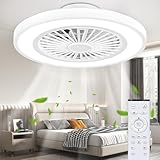 Ateroll Deckenventilator mit Beleuchtung und Fernbedienung Ø54CM, DC 25W, LED...