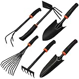 BRADAS® Gartenwerkzeug Set 6-Teiliges Gartengeräte DE LUXE Aus Stahl 6in1...