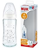 NUK First Choice Glasflasche – 0-6 Monate | Temperaturkontrolle | Sauger aus...