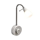 BKZO Dimmbare LED Steckdosenlampe, Leselicht, Leselampe nickel gebürstet, 2W,...