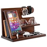 TESLYAR Handy-Dockingstation aus Holz für Männer – Schreibtischzubehör &...