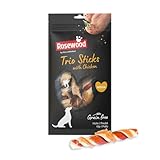 Rosewood Trio Sticks mit Hühnchen – Zahnpflege-Kaustangen mit Rinderhaut –...
