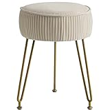 IBUYKE Samt Runde Fußstütze Hocker Ottoman, Make-up Eitelkeits Hocker...