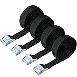 URAQT Spanngurt Befestigungsgurt, 4 Stück 150kg 5 Meters Ratschenspanngurt...