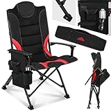Onbest Campingstuhl faltbar, Hochlehner bequem gepolstert mit viel Stauraum,...