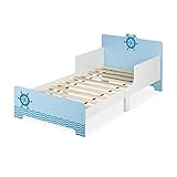 Relaxdays Kinderbett mit Rausfallschutz, HBT: 60x77x143 cm, Lattenrost,...