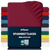 Flowen Spannbettlaken 200x200 cm Mikrofaser Spannbetttuch Bordeaux für Bett...