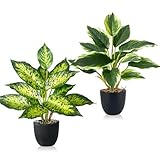 SHEPIN 2 Stück Kunstpflanze Wie Echt, Künstliche Pflanzen im Topf...