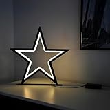 Spetebo LED Metall Stern schwarz 34 cm warm weiß - 70 LED - Weihnachts Deko...