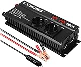 Yinleader Wechselrichter 12V 230V 1500W Spannungswandler mit 2 Steckdose und 4...