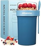 Müslibecher to Go 760ml+230ml,Joghurtbecher to Go Kinder mit Löffel,Müsli Cup...