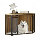 EUGAD Eck-Hundebox, Eck-Hundekäfig Möbel mit Kissen,Hundehütte Holz mit...