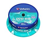 Verbatim DVD-RW 4x Matt Silver 4.7GB, 25er Pack Spindel, DVD Rohlinge...