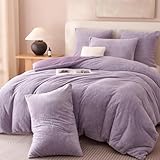 Lanqinglv Plüsch Bettwäsche 200x200 Teddy Fleece Lila Flauschige Bettwäsche...
