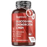 Glucosamin Chondroitin MSM 1560mg - 180 Kapseln mit Vitamin C, Kurkuma &...