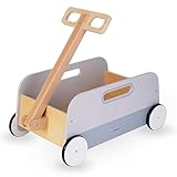 Mamabrum Holz Lauflernwagen mit Anhänger - Multifunktionaler Spielzeugwagen...