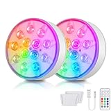2 Stück LED Poolbeleuchtung Unterwasser Wiederaufladbare, Unterwasser Licht mit...
