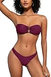 SHEKINI Damen O-Ring Schnürschuh Bandeau Bikini Set Badeanzug Rückenfrei...