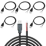 KARELLS USB Pigtail 5 Stück,2 adriges USB 2.0-Kabel,2-poliger blanker Draht mit...