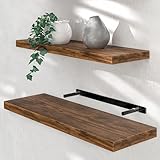 Casaria® Wandregal Holz Dunkle Eiche Hängeregal mit Halterung 15kg Tragkraft...