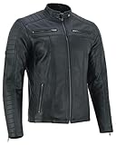Vance The Leather Company Herren Echtleder Bikerjacke aus 100% Lammleder (as3,...