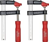 Connex Bastler-Schraubzwinge - 100x50mm 2 Stück -rot/schwarz/chromfarbig -...