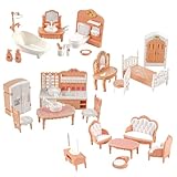 Puppenhaus Möbel Set, 4 Zimmer Kit 32 Stück Miniatur Puppenhaus Holzmöbel...