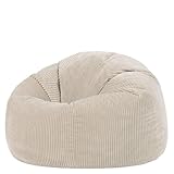 Icon Kingston Sitzsack Cord, Beige, Sitzsack Erwachsene mit Füllung, Bean Bag,...