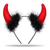 Hatstar Teufelshörner, Haarreif Rot Schwarz mit Hörnern für Teufels Kostüm,...