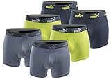 PUMA Boxershort 6er Pack Herren Basic Black Limited Edition - new lime - Gr. L