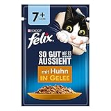 FELIX So gut wie es aussieht Senior Katzenfutter nass in Gelee, mit Huhn, 26er...