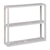 Relaxdays Wandregal Walnuss, 3 Ablagen, HBT: 54 x 60 x 15 cm, schmales Holzregal...