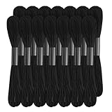 14 Stränge Schwarzer Stickgarn Set, 120 Yards Stickgarn Baumwolle Strickgarn...