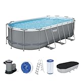 Bestway Power Steel Frame Pool Komplett-Set mit Filterpumpe 549 x 274 x 122 cm,...