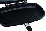 Hochwertige Alu Guss Bratpfanne 36 cm Doppel Wendepfanne Grillpfanne Fischpfanne