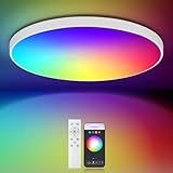 LED Deckenleuchte Dimmbar 24W Ø30cm - Deckenlampe RGB & CCT 2700K-6500K -...