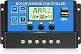 [Verbessert] 30A Solarladeregler 12V/24V Solar Ladegerät Controller, PWM...