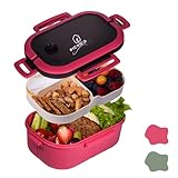 Picnico Lunchbox mit Fächer - 1200ml mit Löffel und Gabel - auslaufsichere...