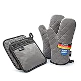 LauterSchutz® Topflappen und Ofenhandschuhe im Set - extra weiche, waschbare &...