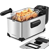 Aigostar Ushas - Fritteuse 3L, 2200 W, Transparenter Deckel, Herausnehmbare...