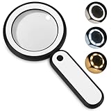 Lupe mit Licht, 5-Fache Leselupe 21 LED für Senioren, 3 Lichtmodi USB...