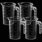 4 Stück Messbecher 500ml, Messbecher Set aus Kunststoff mit Griff und Ausguss,...