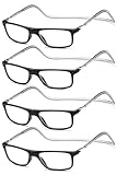 NEW VISION Lesebrille 4 pack, Magnet Lesebrille, Bequem Magnetverschluss Vorne,...