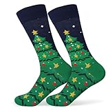 BETESSIN Weihnachtssocken Unisex 38-45 - lustige Socken mit Weihnachtsbaum Motiv...