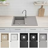 Faizee Home | Granitspüle 75x44 cm Grau | Eckige Küchenspüle & Einbauspüle |...